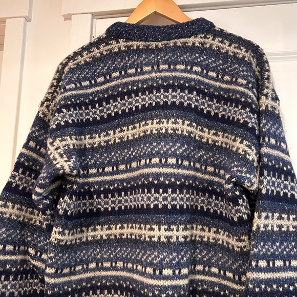 Vintage Edward Bryan Mens Large Wool Silk Fair Isle Sweater Heavy Thick Nordic - Picture 6 of 8